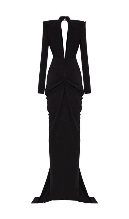 V-Neck Draped And Embroidery Evening Dress