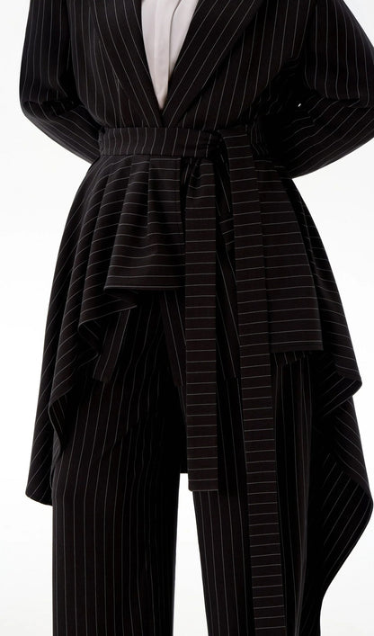 Stripe Long-Sleeved Suit Jacket & Pants Set