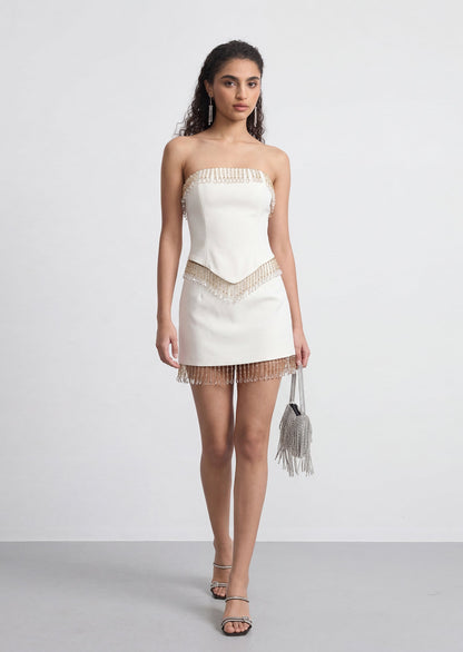 Marcia Strapless Beaded Top & Carli Mini Skirt Set
