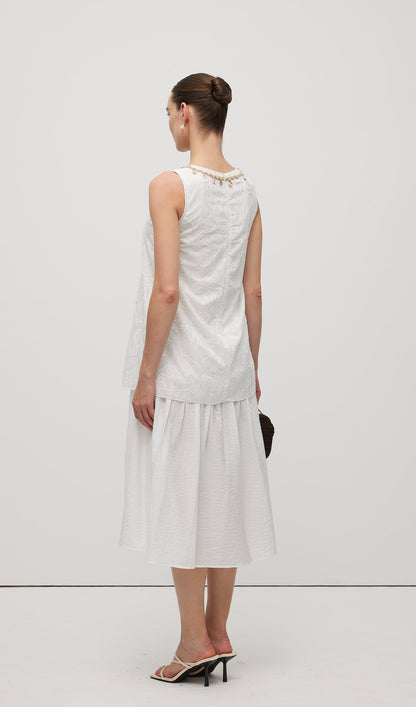 Round Neck With Shell Midi Dress