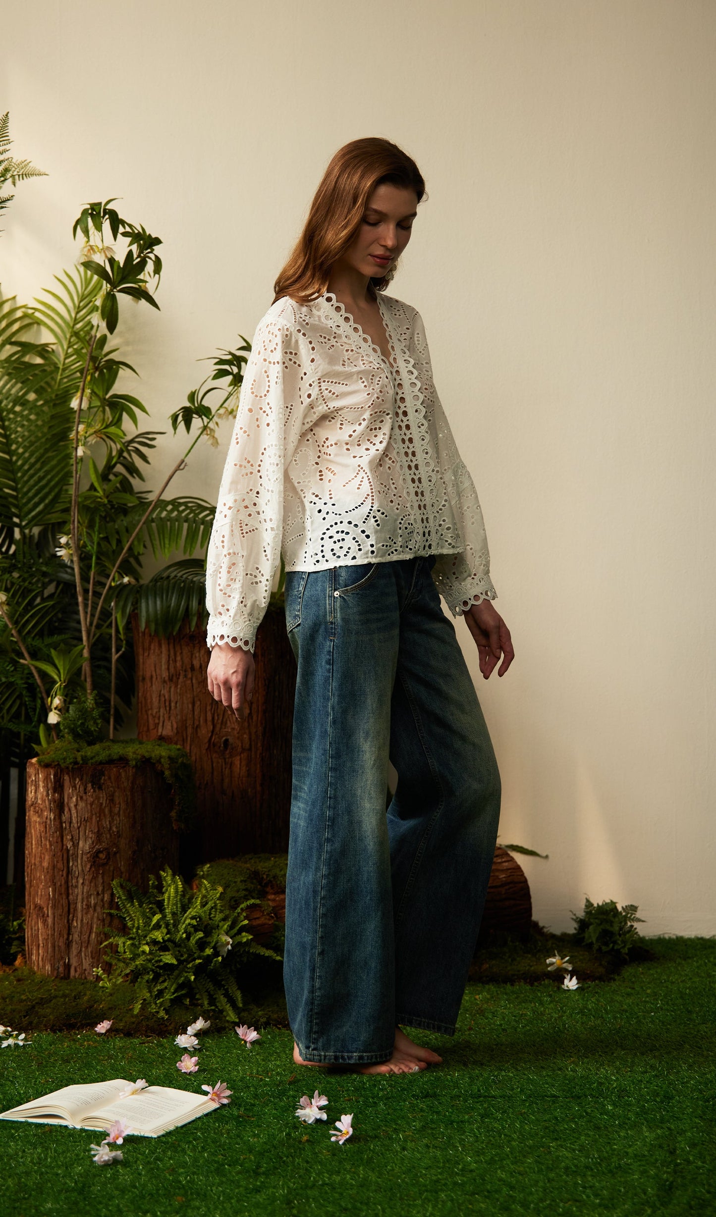 Low Rise Washing Wide Jeans