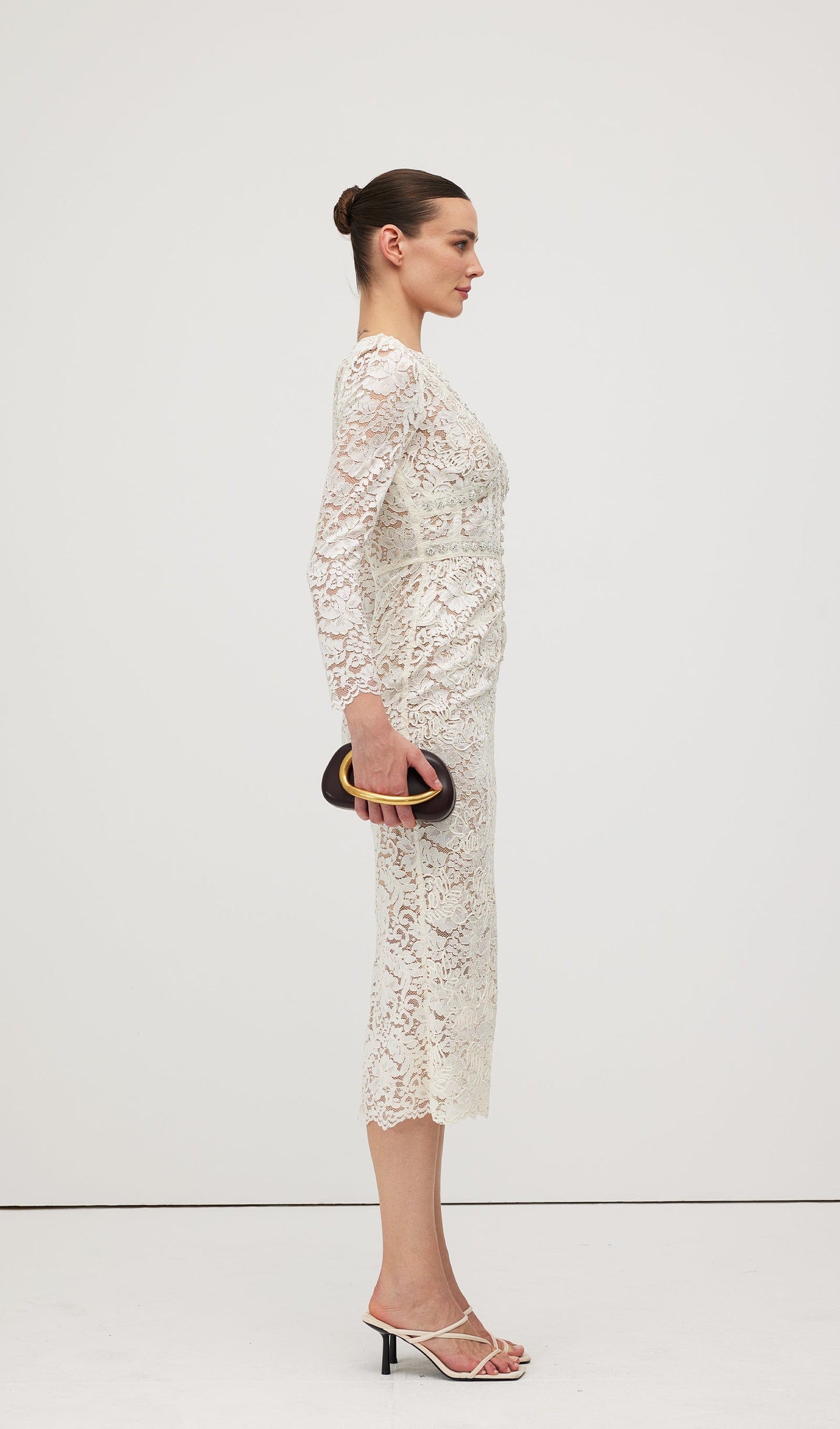 Embellished Lace Midi Dress