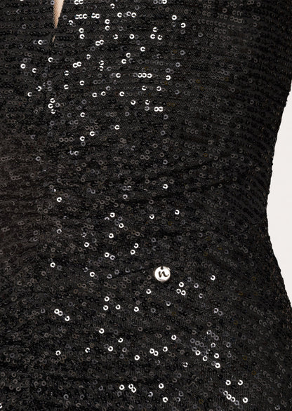 Layali Rose Cape Design Sequin Maxi Dress