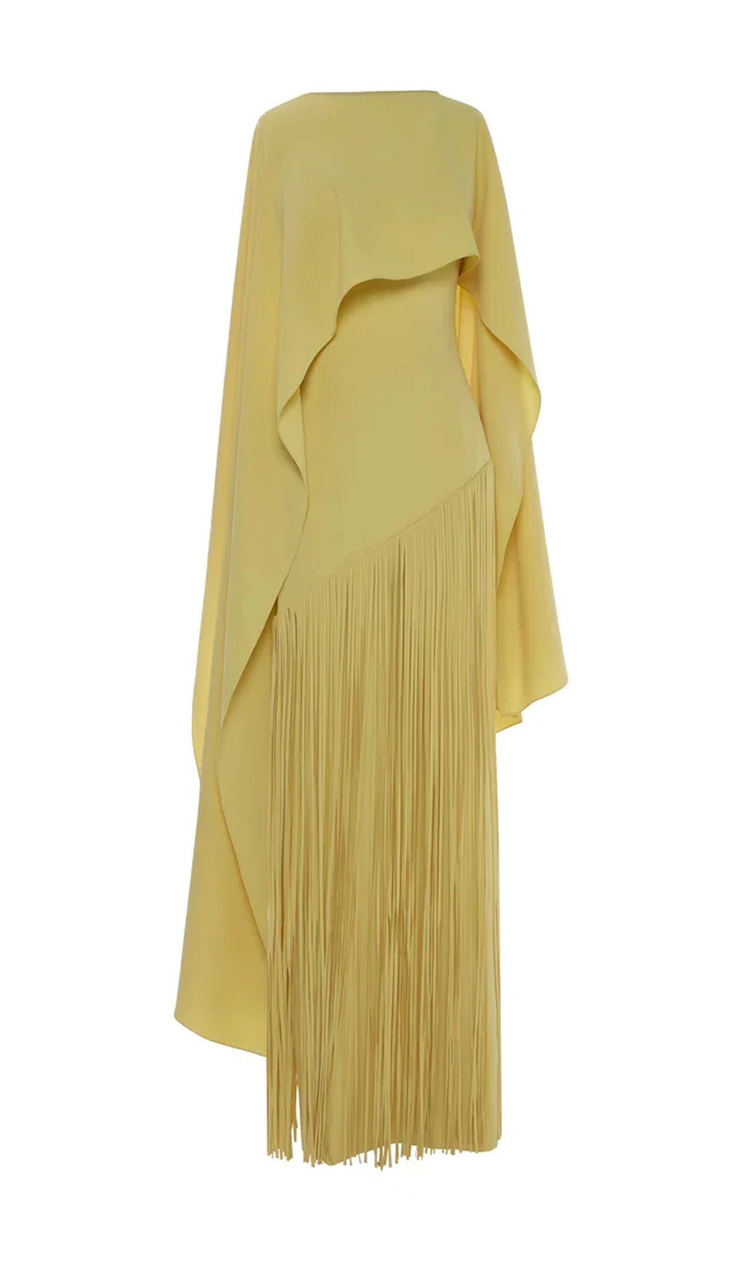 Cape Detailed Fringed Gown