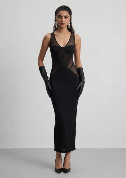 Sleeveless Black Corset Dress