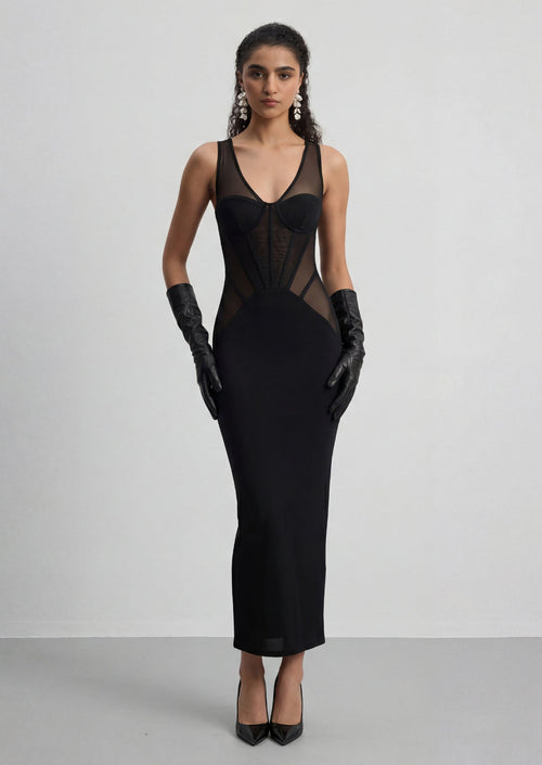 Sleeveless Black Corset Dress