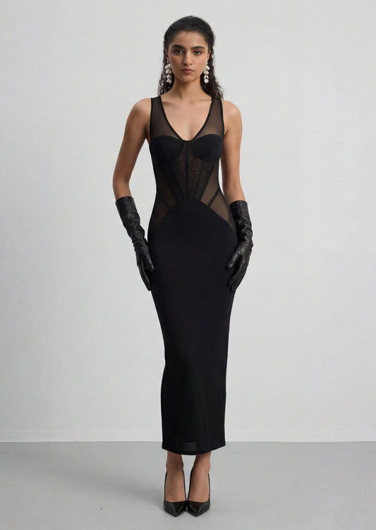 Sleeveless Black Corset Dress