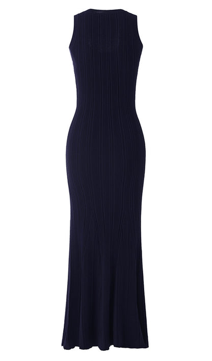 Metallic Button Knit Midi Dress