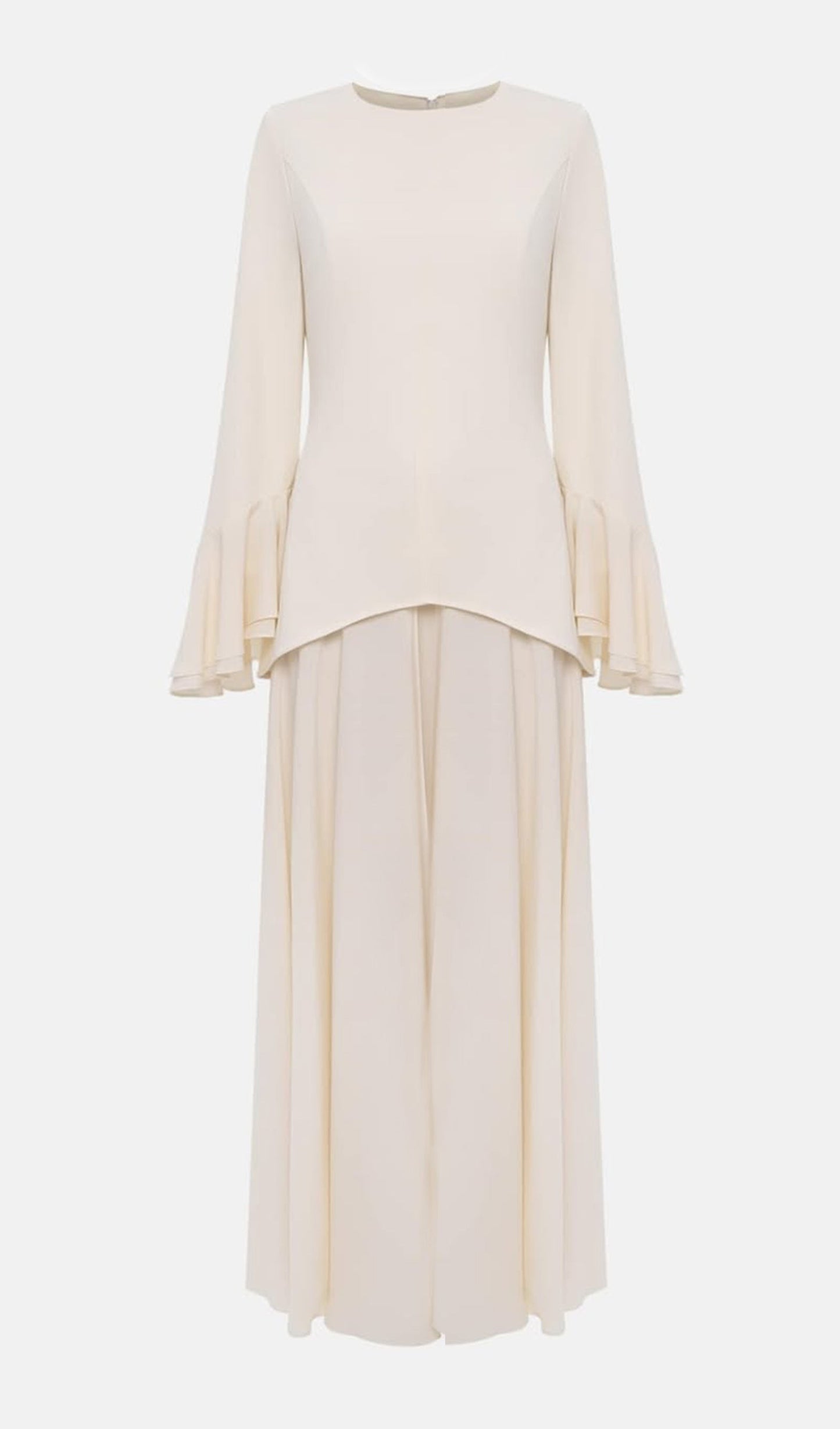 Asymmetrical Draped Bodice Ruffle Maxi Dress