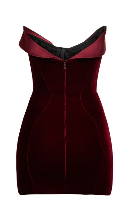 Strapless Velvet & Satin Mini Dress