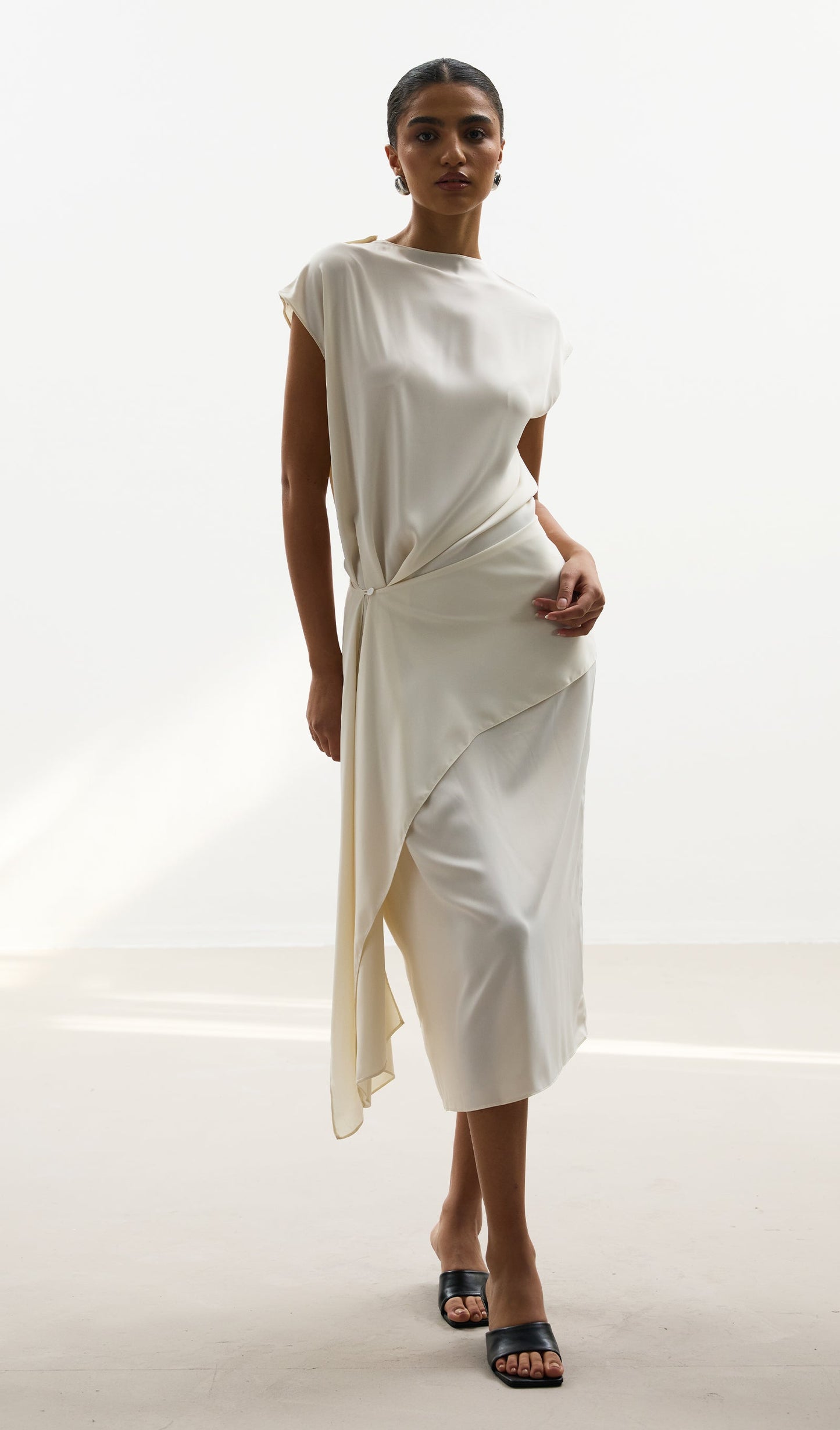 Asymmetrical Dress With Off Shoulder Design