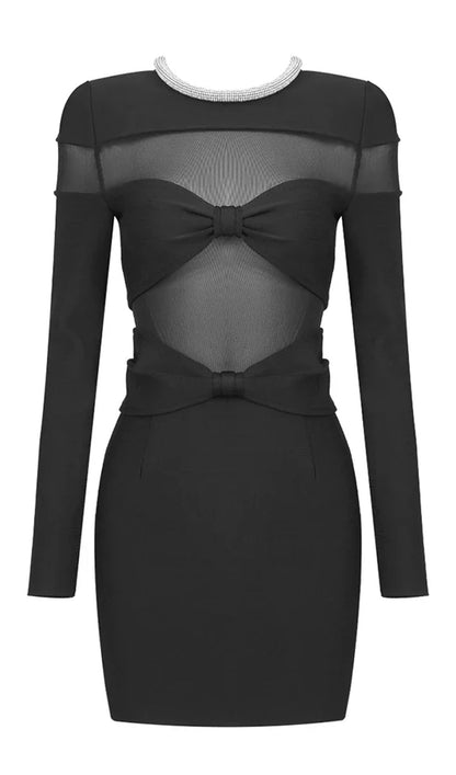 Mesh Panels Mini Dress