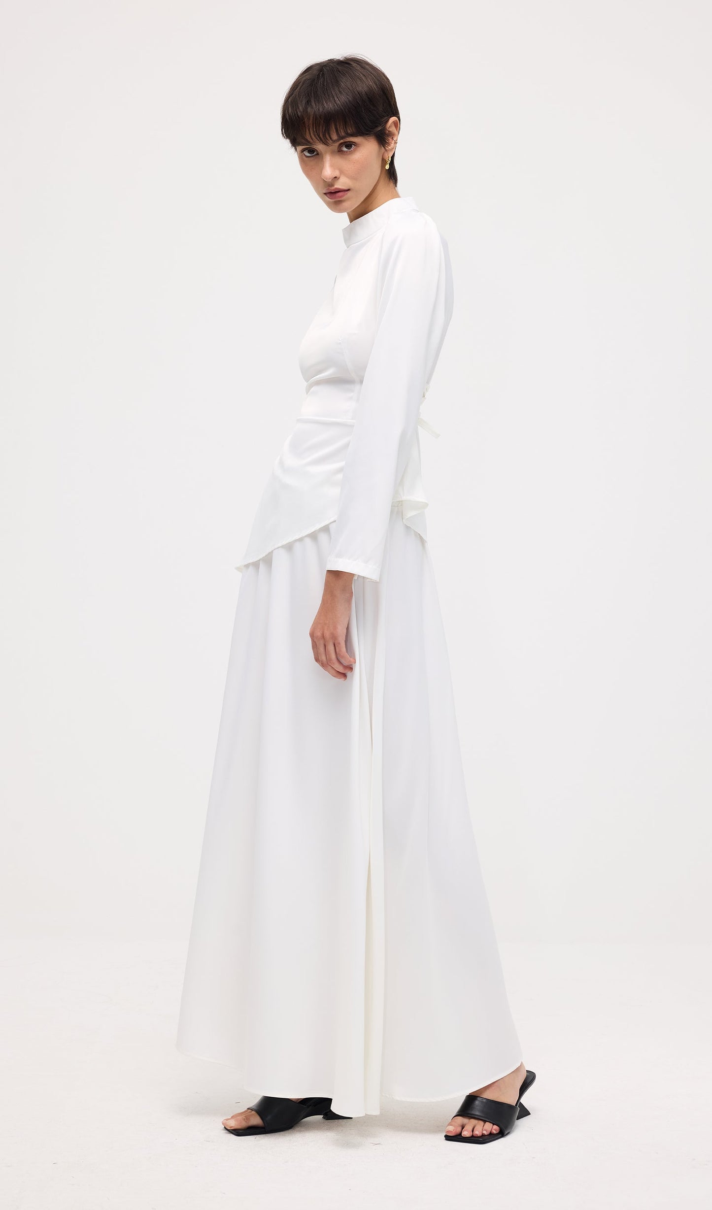 Satin Long Sleeve Two Piece Set Maxi Dress