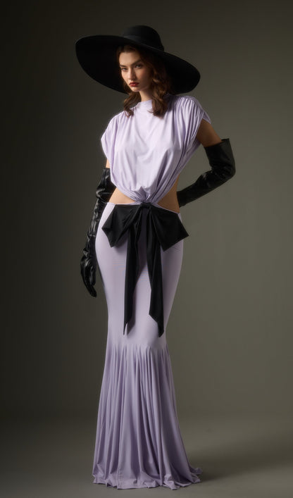 Solid Jersey  Cut Out Detail Maxi Dress In Purple