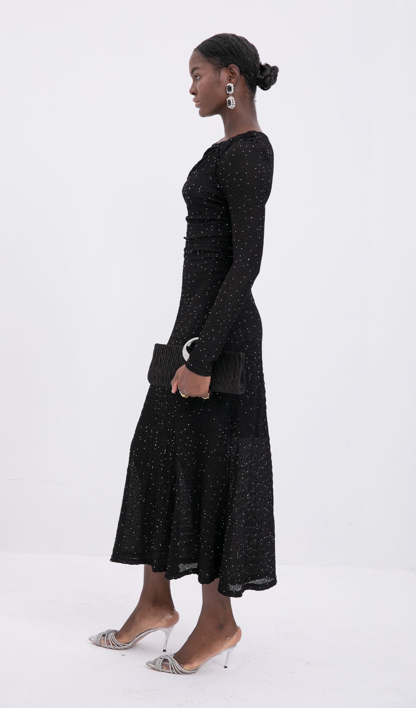 Knit Twist-Front Midi Dress