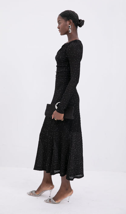 Knit Twist-Front Midi Dress