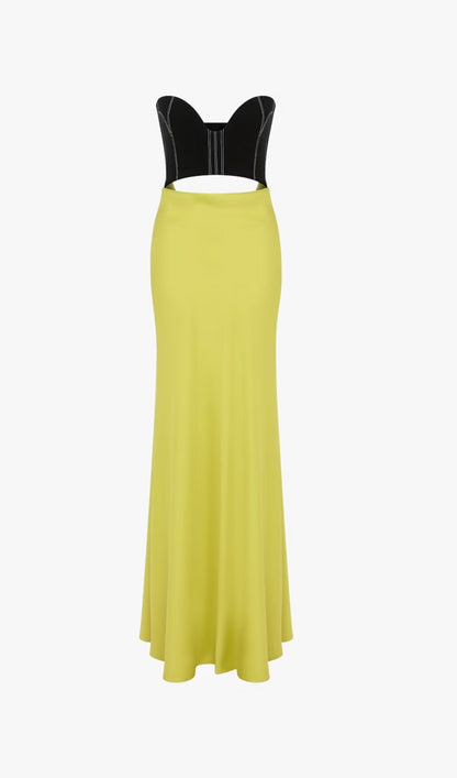 Corsetry Inspired Strapless Maxi Dress