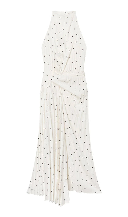Polka Dot Pleated Midi Dress