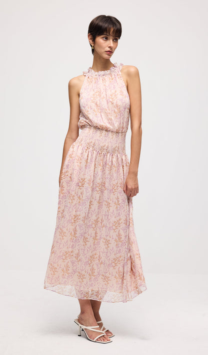 Floral Print Sleeveless Midi Dress