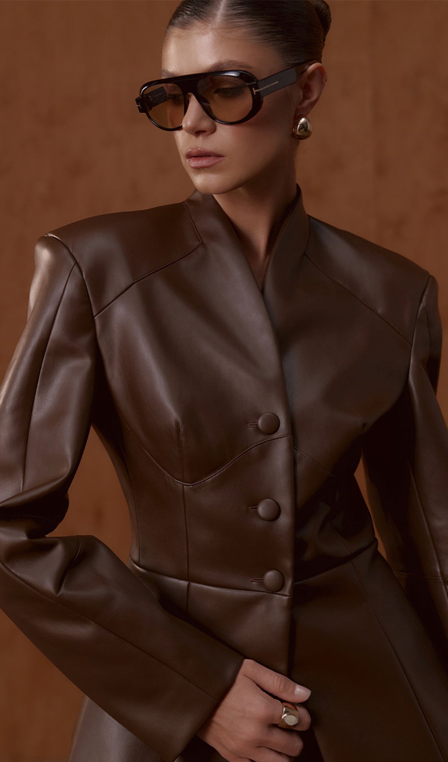 Faux Leather Jacket & Midi Skirt Set