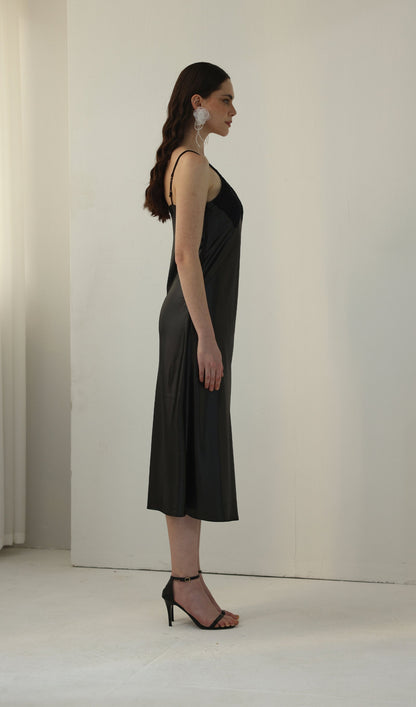 Knitted Patchwork Slip Midi Dress