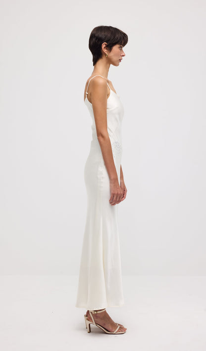 Solid Satin Sleeveless Maxi Dress