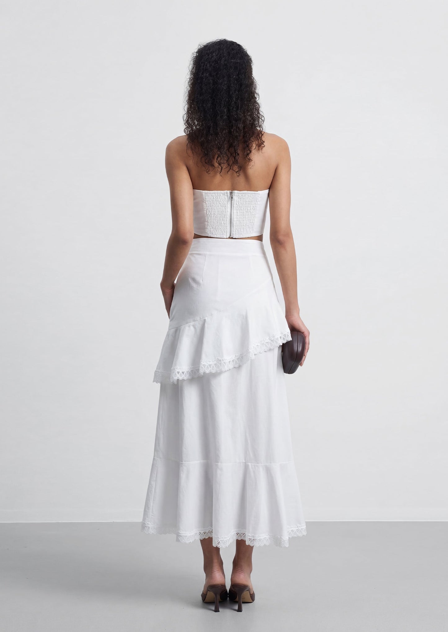 Ailbhe Strapless Flower Skirt Set In White