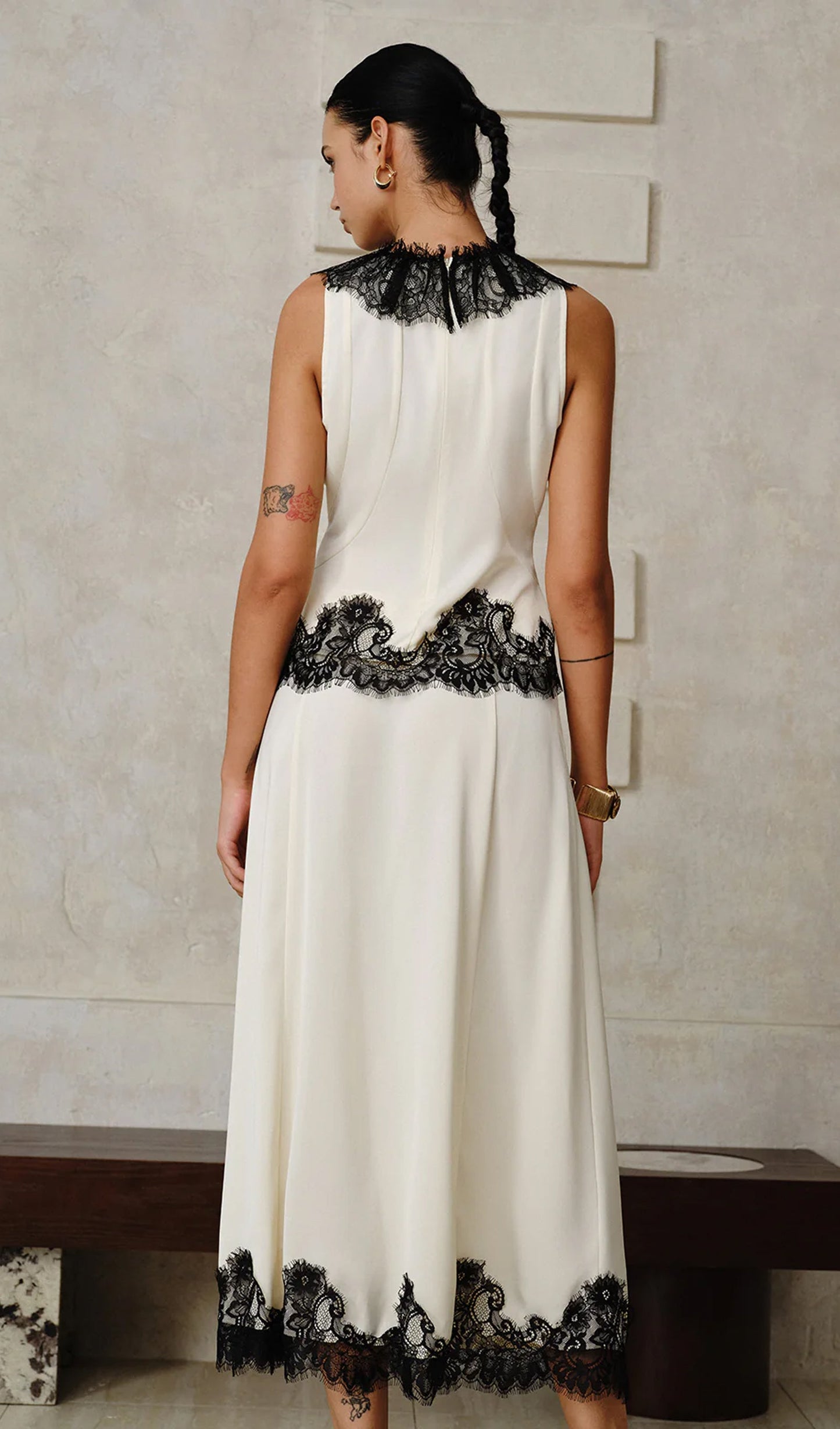 Lace Trim Top and Maxi Skirt Set