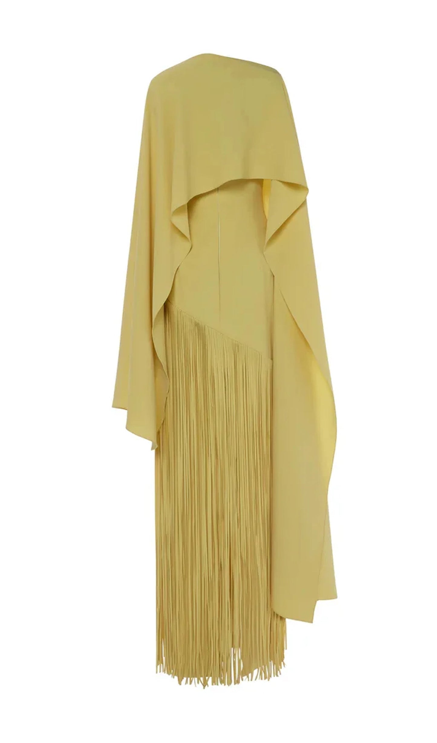 Cape Detailed Fringed Gown