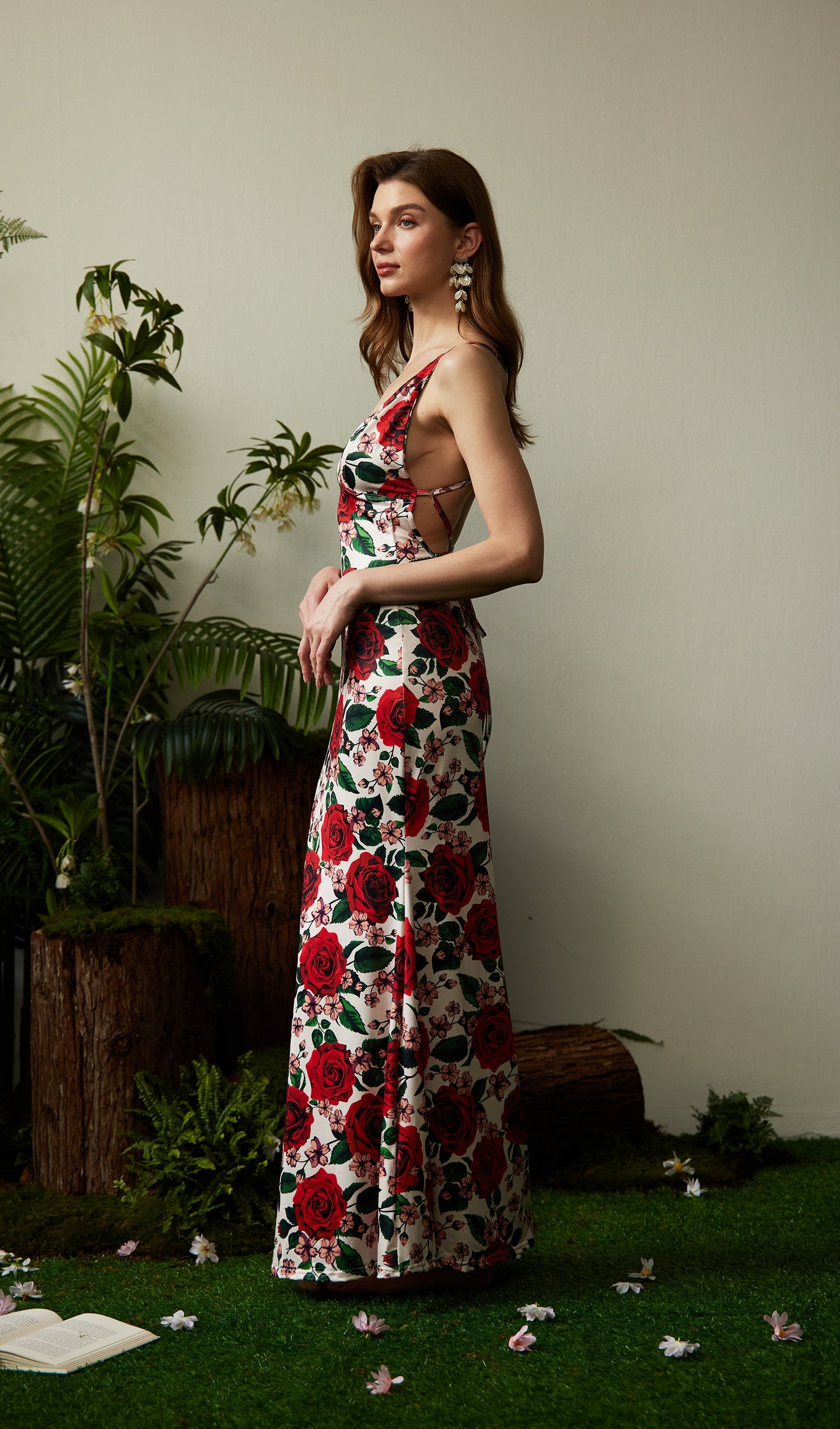 Floral Backless Bodycon Maxi Dress
