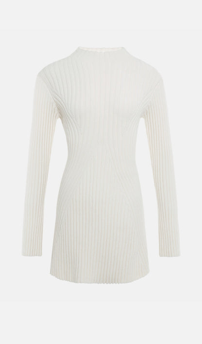 Ribbed Jersey A-Silhouette Mini Dress