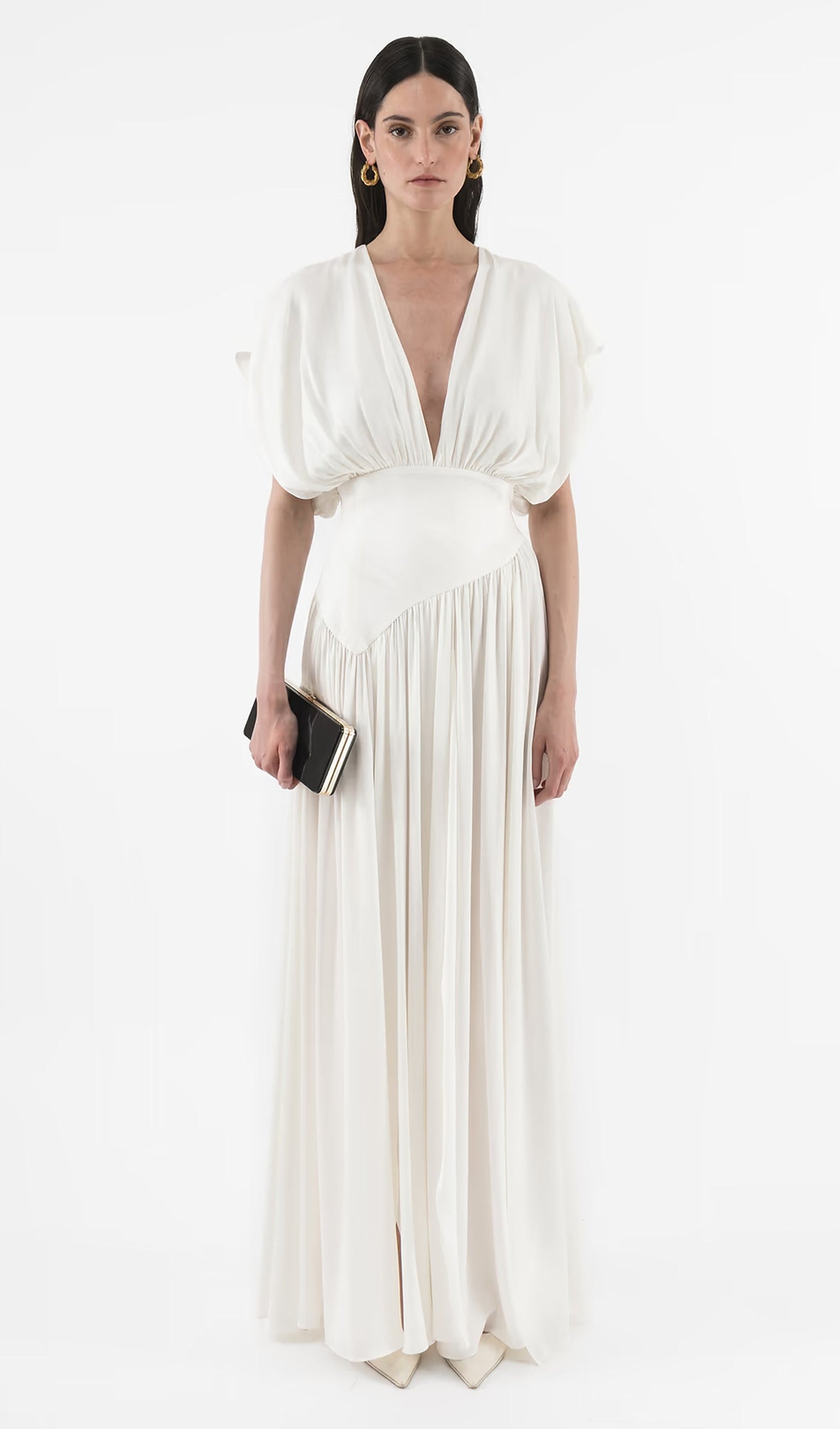 Deep V Neck Slit Maxi Dress