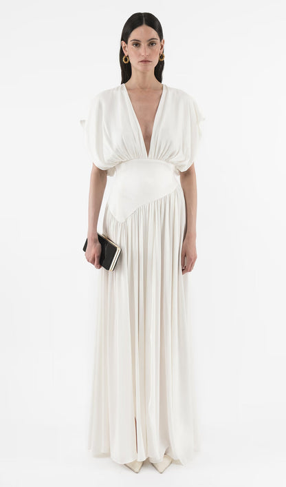 Deep V Neck Slit Maxi Dress