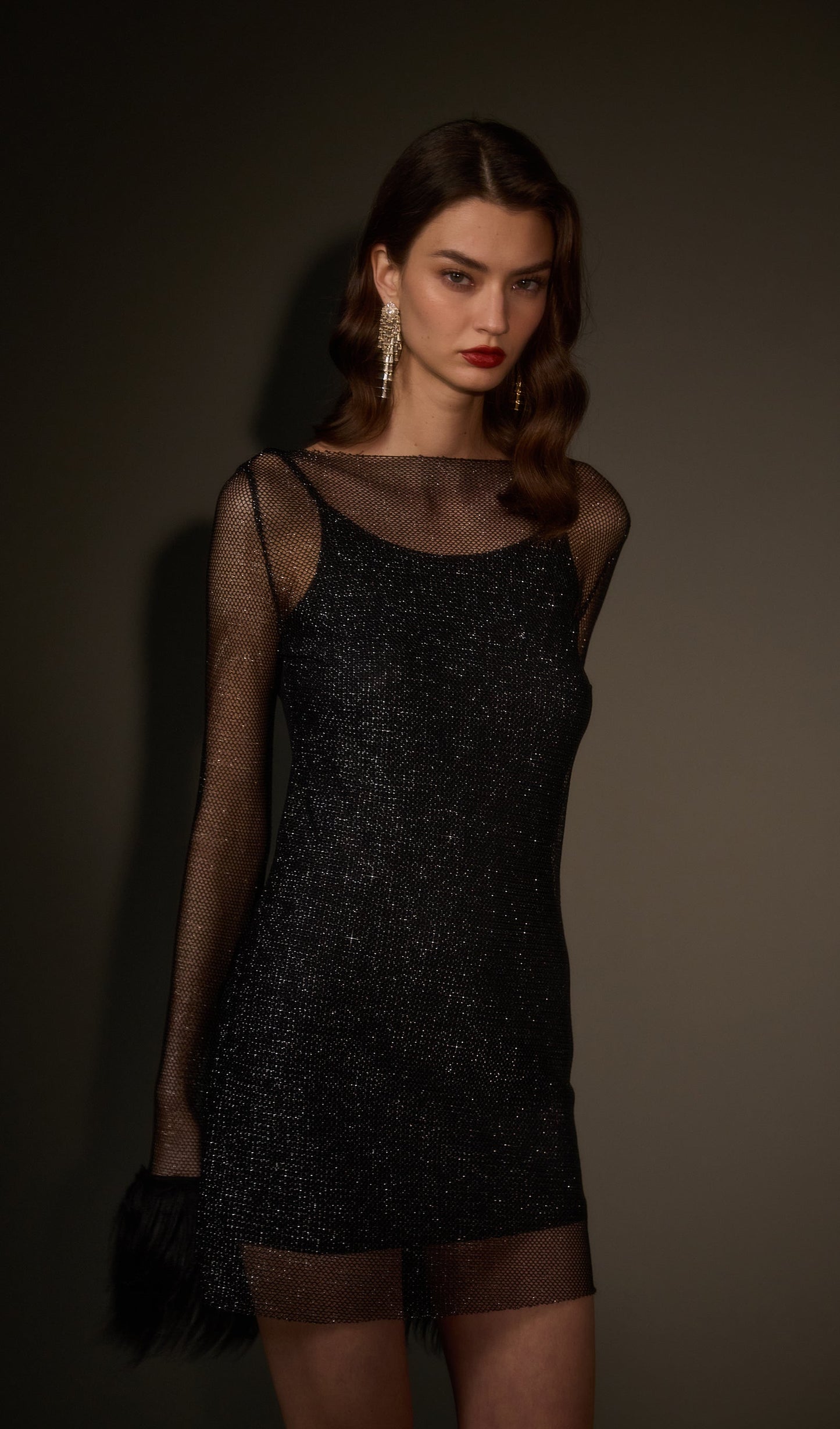 Sheer  Mini Dress in Black