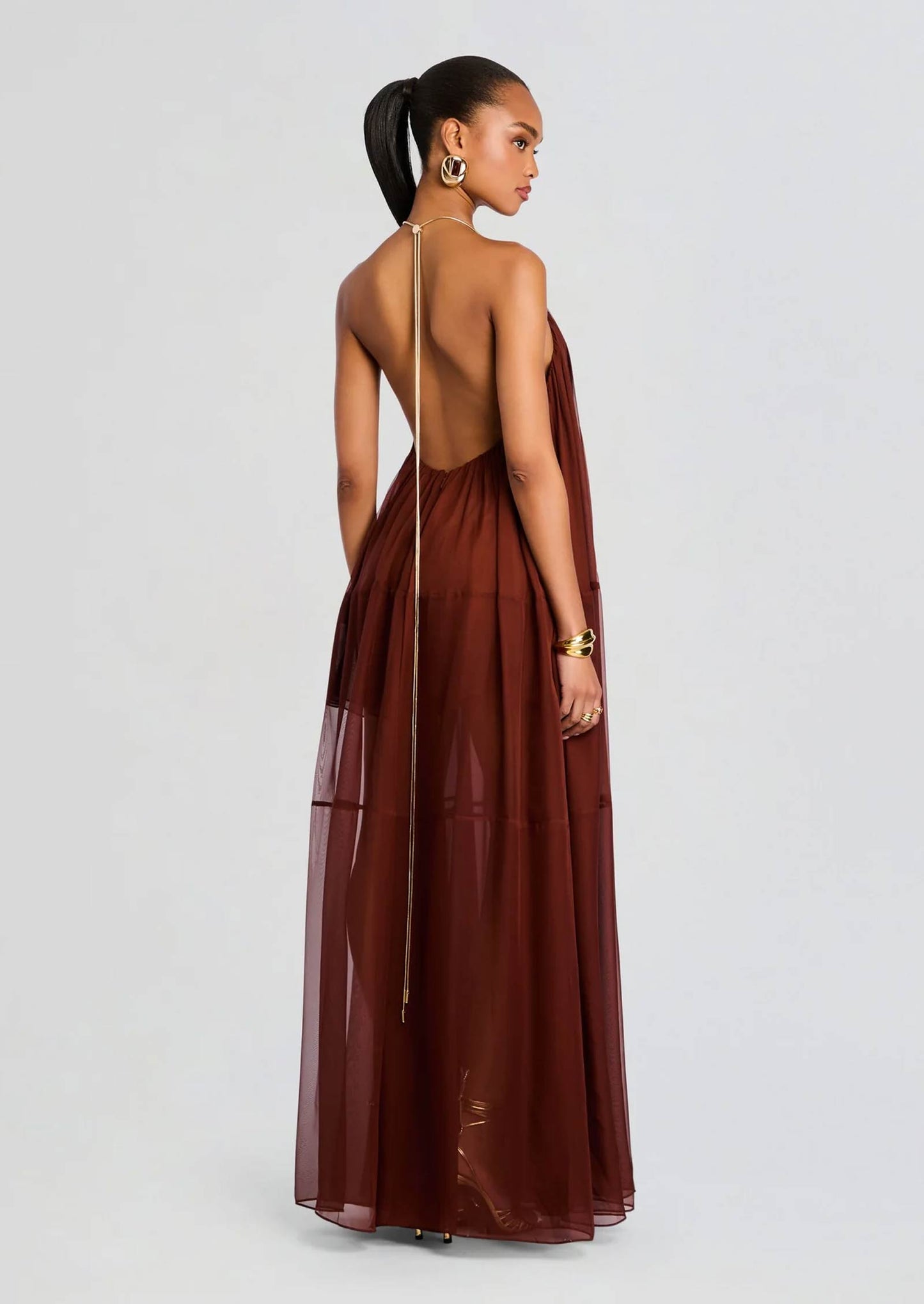 Arlet Halter Chiffon Maxi Dress