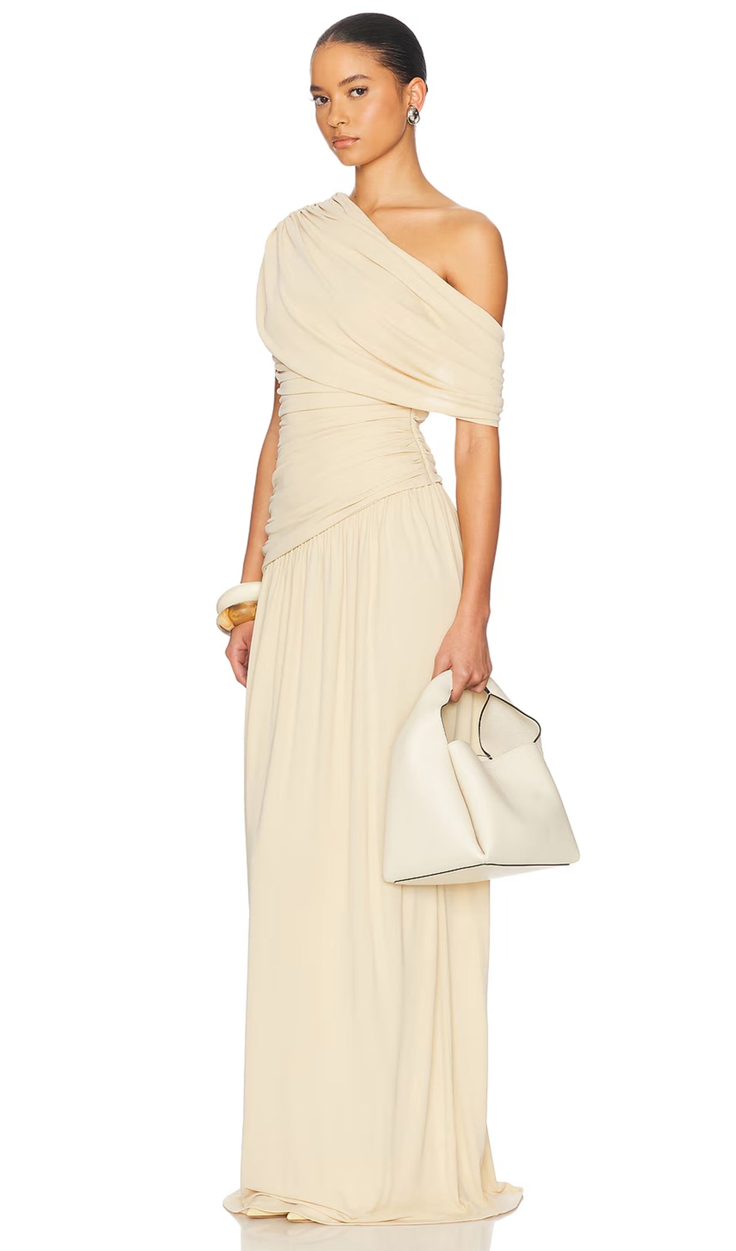 Off Shoulder Pleated Maxi Dress