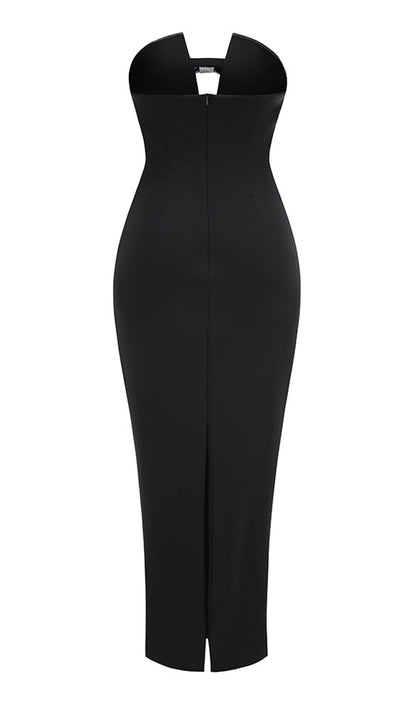 Rhinestone Bow Cut Out Maxi Dress