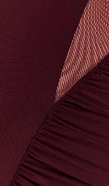 Slinky Long Sleeve Maxi Dress In Burgundy