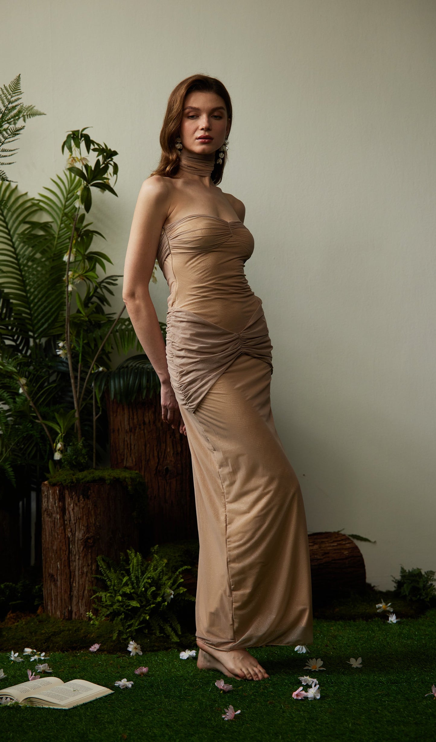 LANA Off-Shoulder See-Through Maxi Dress