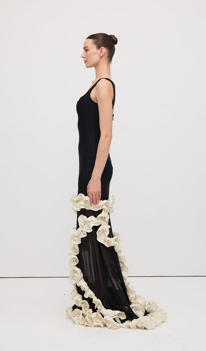 Wisteria Gown Maxi Dress In Black & White