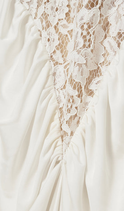 Gathered Lace Jersey Halterneck Dress