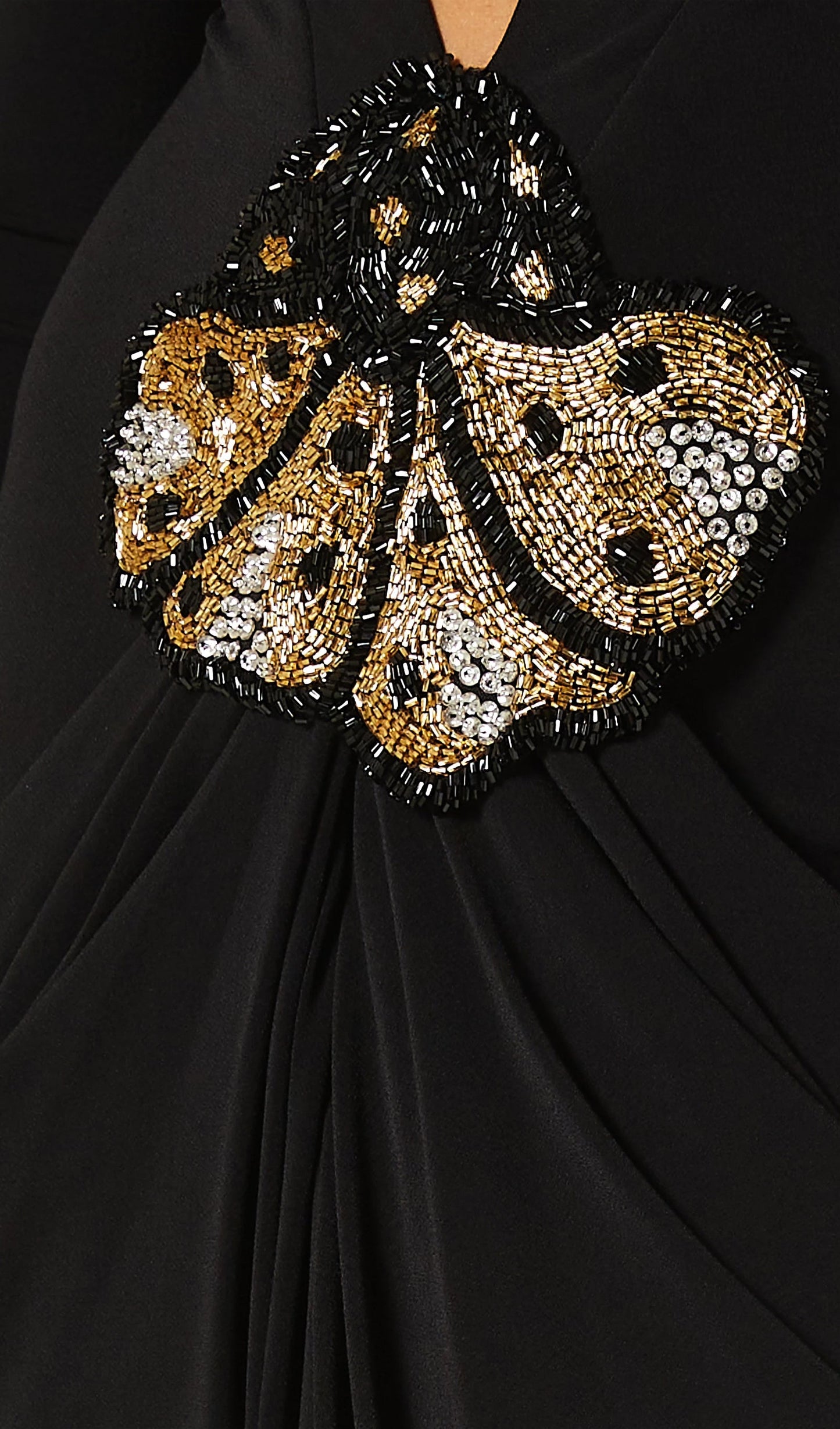 V-Neck Draped And Embroidery Evening Dress