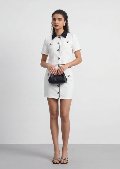 Straight Mini Skirt With Contrasting Sets