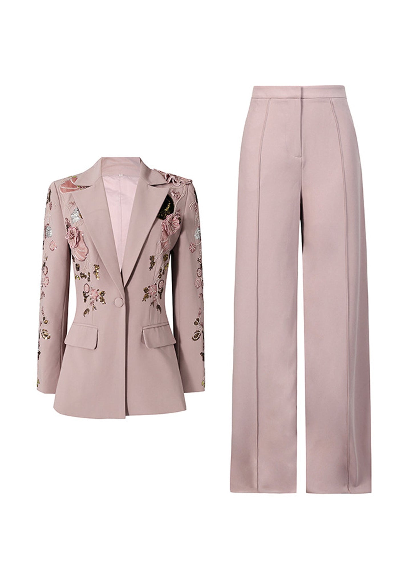 Dekia Sequin Floral Embroidery Suit