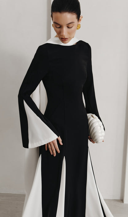 Knitted Triangular Inserts Maxi Dress