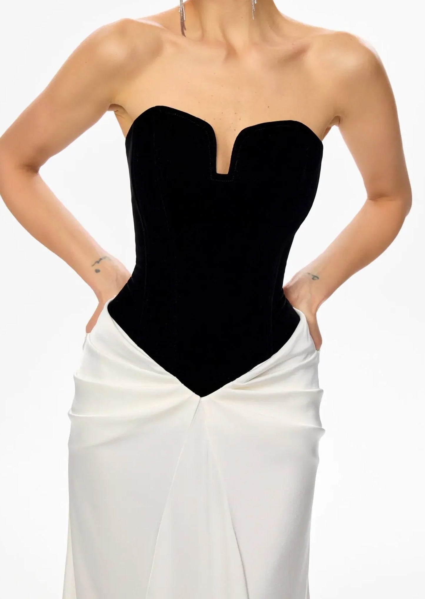 Black & White Corset Maxi Gown