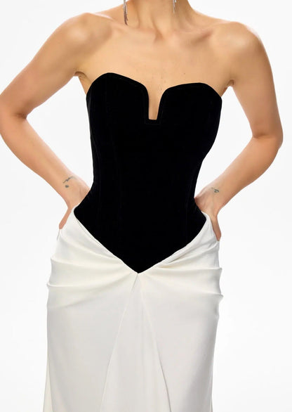 Black & White Corset Maxi Gown