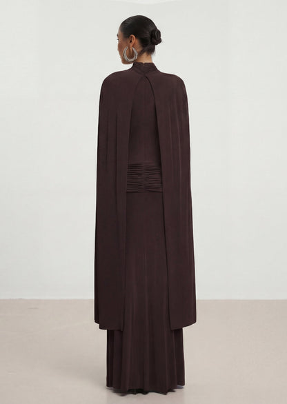 Maxi dress With Symmetrical Flaps In Brown