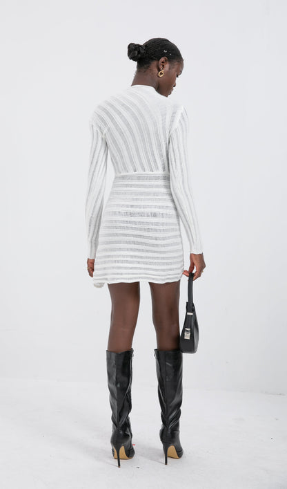Trendy Hollow Out  Mini Dress - White