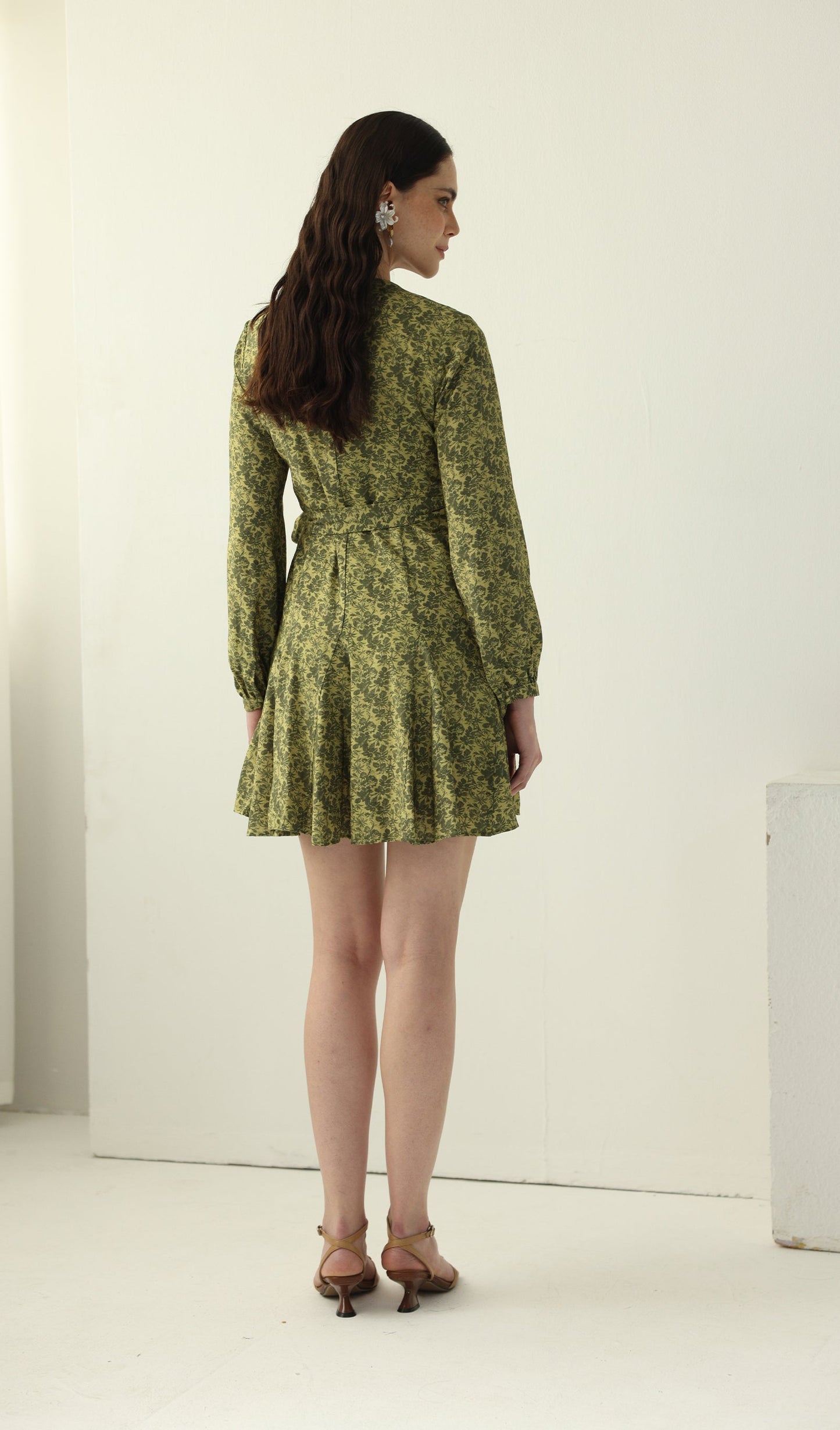 Abstract Print V Neck Mini Dress